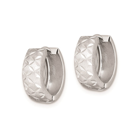 Sterling Silver Hoop Earrings with Floral Design and Textured Finish for Women