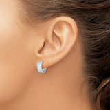 Sterling Silver Hoop Earrings with Floral Design and Textured Finish for Women