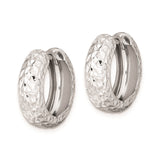 Sterling Silver Hoop Earrings, Diamond-Cut Chunky Textured Design, Bold Modern Statement Style