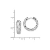 Sterling Silver Hoop Earrings, Diamond-Cut Chunky Textured Design, Bold Modern Statement Style