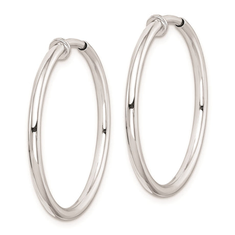 Sterling Silver Minimalist Hoop Earrings Clip On 2mm Thin