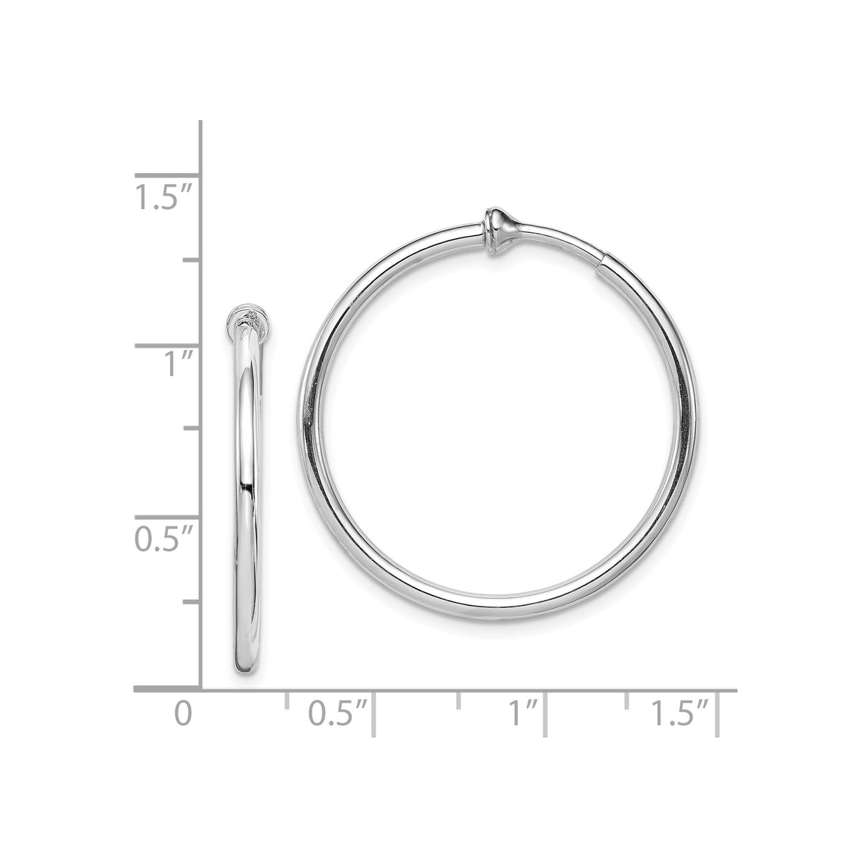 Sterling Silver Minimalist Hoop Earrings Clip On 2mm Thin