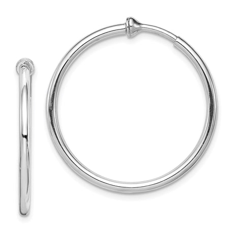 Sterling Silver Hoop Earrings for Women and Men, 2mm Thin Round Clip-On Design, Classic Polished Finish, Timeless Minimalist Style for Daily Wear, Lightweight Modern Silver Jewelry Accessory