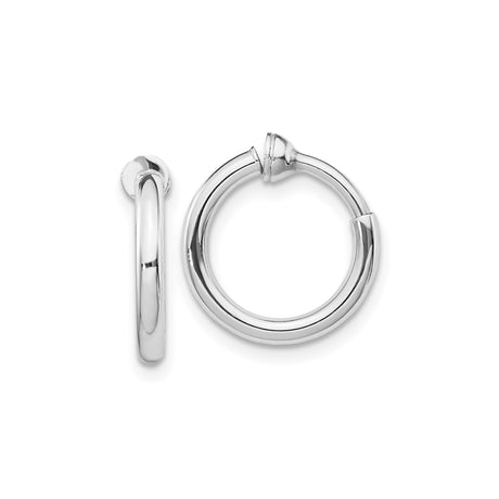Sterling Silver Hoop Earrings for Men and Women, Small Round Classic Hoops with Polished Finish, Unisex Minimalist Style, Non-Pierced Clip-On Design, Lightweight Timeless Metal Everyday Jewelry