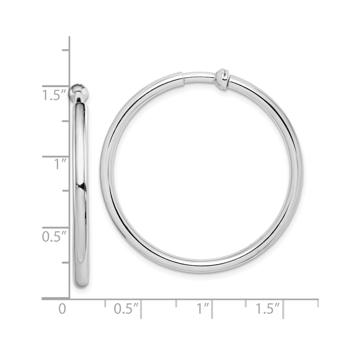 Sterling Silver Non Pierced Clip On Hoop Earrings Polished