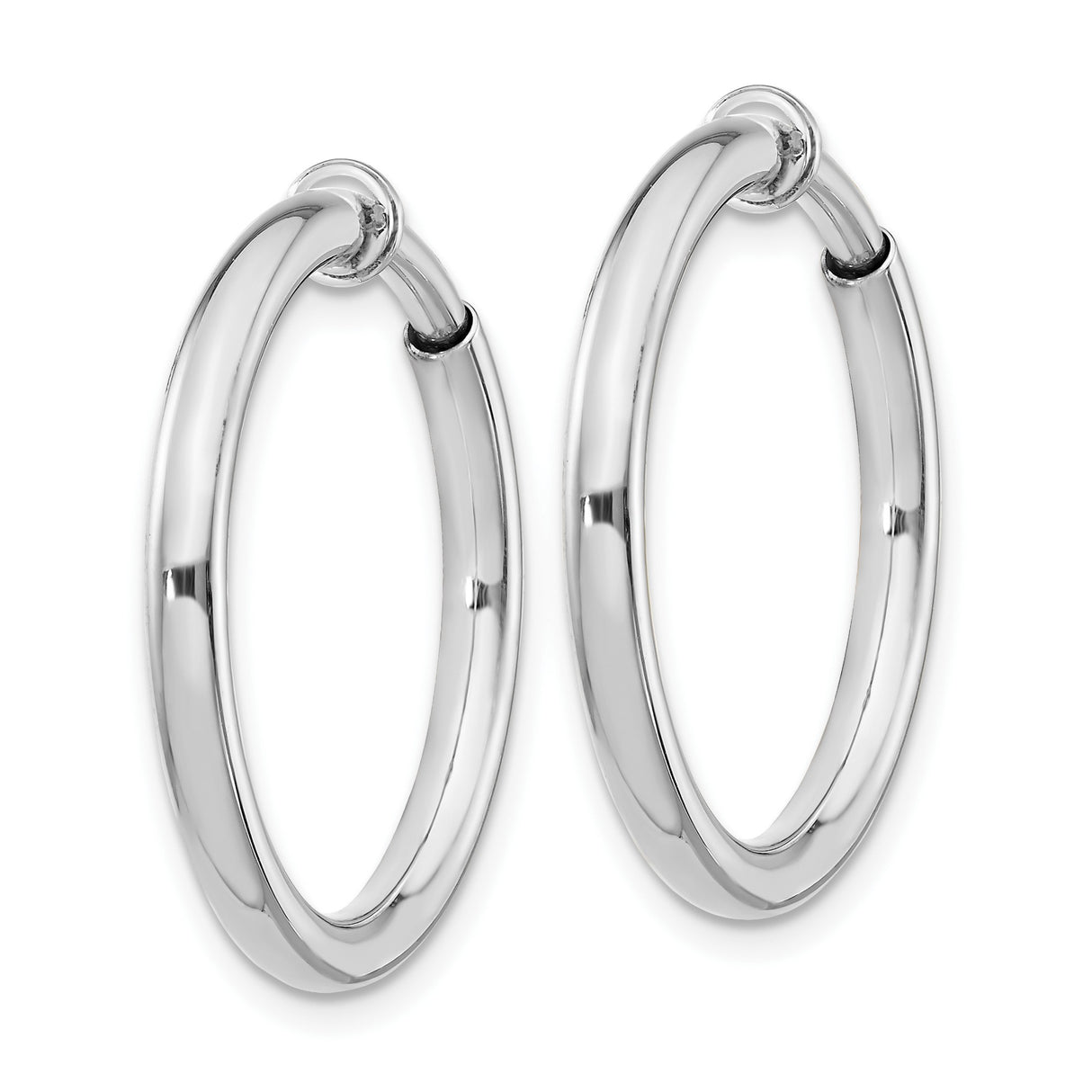 Sterling Silver Clip On Hoop Earrings Unisex Polished Round