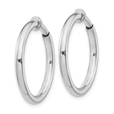 Sterling Silver Clip On Hoop Earrings Unisex Polished Round