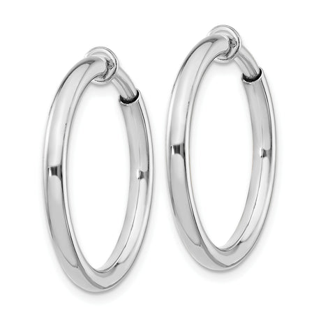 Sterling Silver Clip On Hoop Earrings Unisex Polished Round