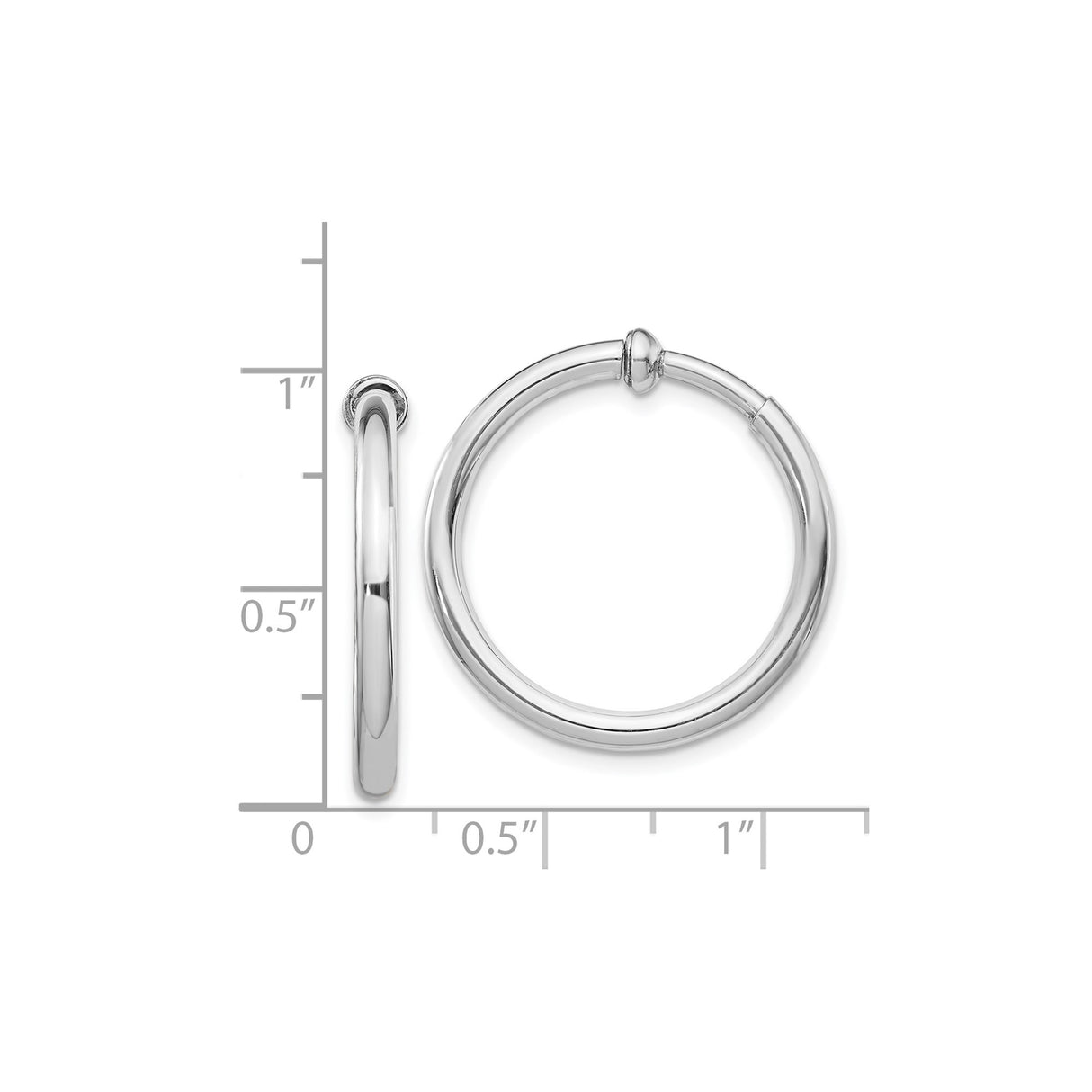 Sterling Silver Clip On Hoop Earrings Unisex Polished Round