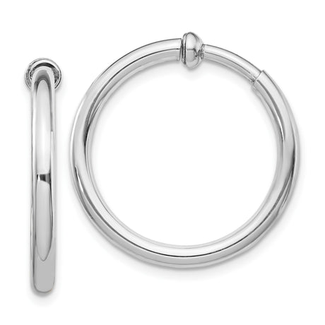 Sterling Silver Hoop Earrings, Classic Round Design with Smooth Polished Finish, Unisex Style for Men and Women, Non Pierced Clip On Fashion Hoops, Lightweight Minimalist Everyday Silver Jewelry