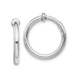 Sterling Silver Hoop Earrings with Polished Finish, Classic Round Design for Women or Unisex Wearers, Lightweight Non-Pierced Clip-On Style, Minimalist Everyday Fashion and Casual Jewelry