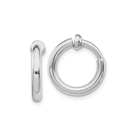 Sterling Silver Hoop Earrings Clip On Non Pierced Endless Round Hoops Lightweight Polished Silver Fashion Jewelry Minimalist Unisex Earrings for Everyday Casual or Formal Wear Modern Classic Design