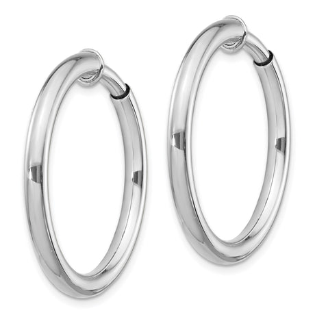Sterling Silver Clip On Hoop Earrings Polished Finish