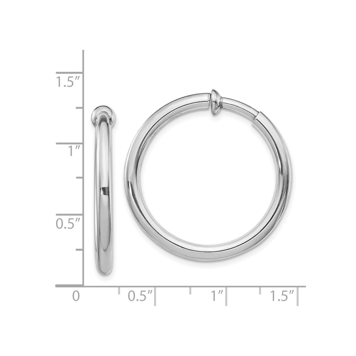Sterling Silver Clip On Hoop Earrings Polished Finish