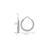 Sterling Silver Hoop Earrings with Textured Shimmer Finish, Rhodium Plated, Hinged Clasp