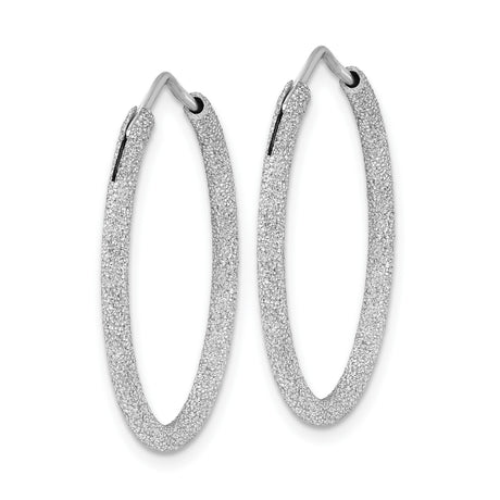Sterling Silver Hoop Earrings, Glitter Textured Endless Hoops, Modern Minimalist Style for Women
