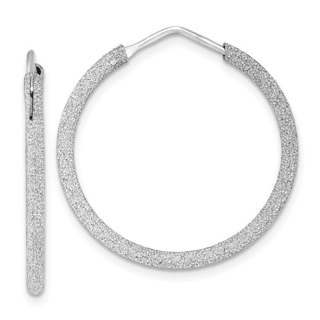 Sterling Silver Hoop Earrings, Glitter Textured Endless Hoops, Modern Minimalist Style for Women