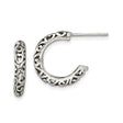 Sterling Silver Heart Hoop Earrings with Openwork Design, Romantic Jewelry for Women