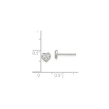 Sterling Silver Heart Stud Earrings with Clear Cubic Zirconia, Minimalist Romantic Design