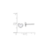 Sterling Silver Heart Shaped Stud Earrings with Mother of Pearl Inlay, Minimalist Romantic Design