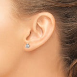 Sterling Silver Flower Stud Earrings with Cubic Zirconia Center, Dainty Floral Design