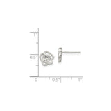 Sterling Silver Rose Stud Earrings with Openwork Floral Design, Romantic Petal Motif