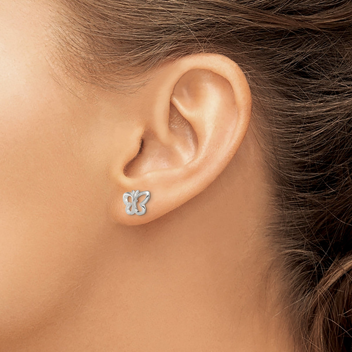 Sterling Silver Butterfly Stud Earrings with Openwork Design, Lightweight and Minimalist Style