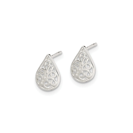 Sterling Silver Teardrop Stud Earrings Tree of Life