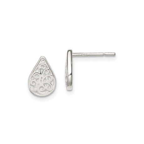 Sterling Silver Teardrop Stud Earrings for Women with Openwork Tree of Life Design, Lightweight Nature Inspired Symbolic Jewelry, Spiritual Tree Studs for Mindfulness, Elegant Everyday Silver Studs