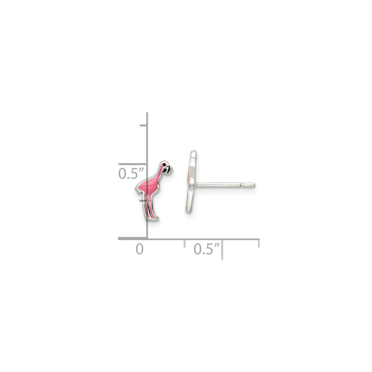 Sterling Silver Flamingo Stud Earrings with Pink Enamel Detailing, Tropical Animal Design