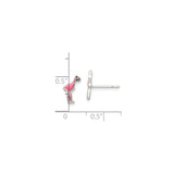 Sterling Silver Flamingo Stud Earrings with Pink Enamel Detailing, Tropical Animal Design