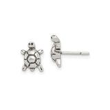 Sterling Silver Sea Turtle Stud Earrings, Detailed Ocean-Inspired Design for Women and Girls