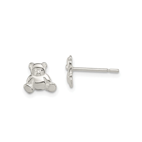 Sterling Silver Teddy Bear Stud Earrings for Girls and Women, Cute Animal Motif Jewelry with Polished Finish, Dainty Silver Studs for Everyday Wear, Youthful Minimal Design with Nostalgic Charm