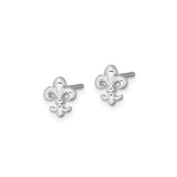Sterling Silver Fleur de Lis Stud Earrings, Classic French Symbol Design for Women
