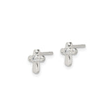 Sterling Silver Cross Pendant with Cubic Zirconia Center, Modern Minimalist Design for Men and Women