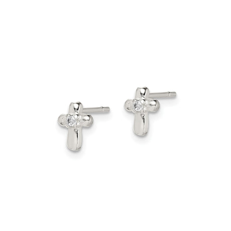 Sterling Silver Cross Pendant with Cubic Zirconia Center, Modern Minimalist Design for Men and Women