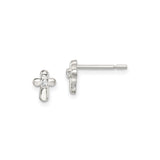 Sterling Silver Cross Pendant with Cubic Zirconia Center, Modern Minimalist Design for Men and Women