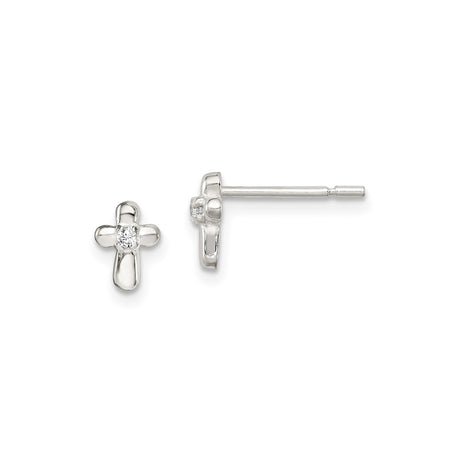 Sterling Silver Cross Pendant with Cubic Zirconia Center, Modern Minimalist Design for Men and Women