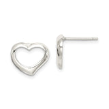 Sterling Silver Heart Stud Earrings with Open Heart Design, Minimalist Romantic Style for Women