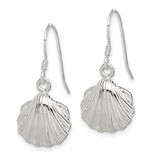 Sterling Silver Seashell Dangle Earrings, Coastal Nautical Ocean-Inspired Design for Women
