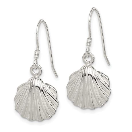 Sterling Silver Seashell Dangle Earrings, Coastal Nautical Ocean-Inspired Design for Women