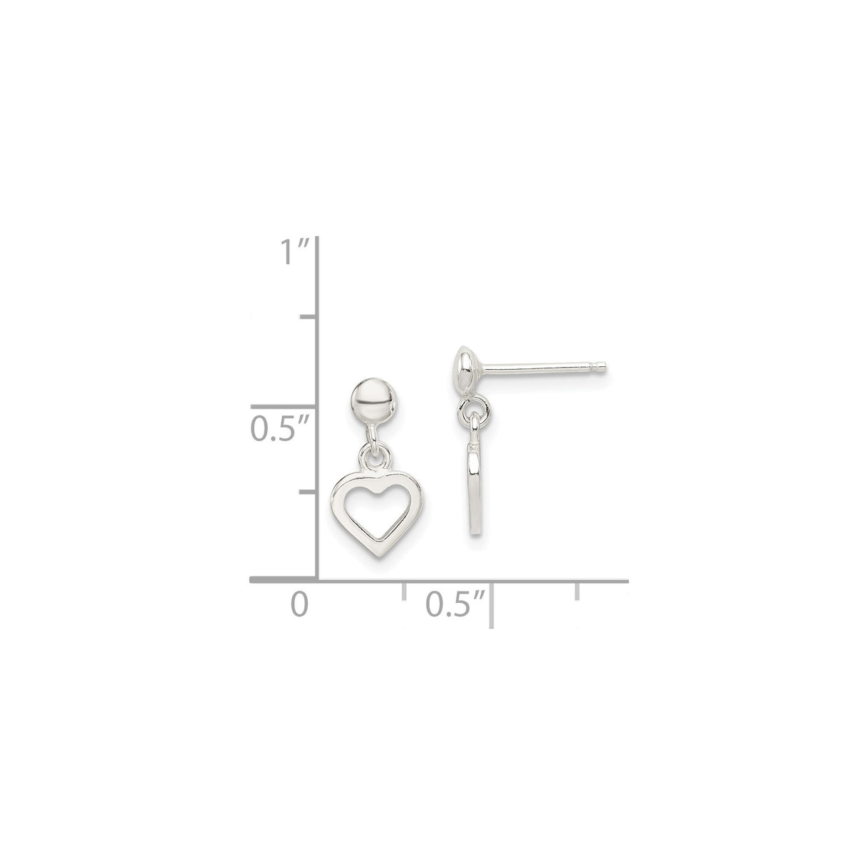 Sterling Silver Heart Dangle Stud Earrings with Open Heart Charms, Minimalist Jewelry for Women
