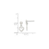 Sterling Silver Heart Dangle Stud Earrings with Open Heart Charms, Minimalist Jewelry for Women