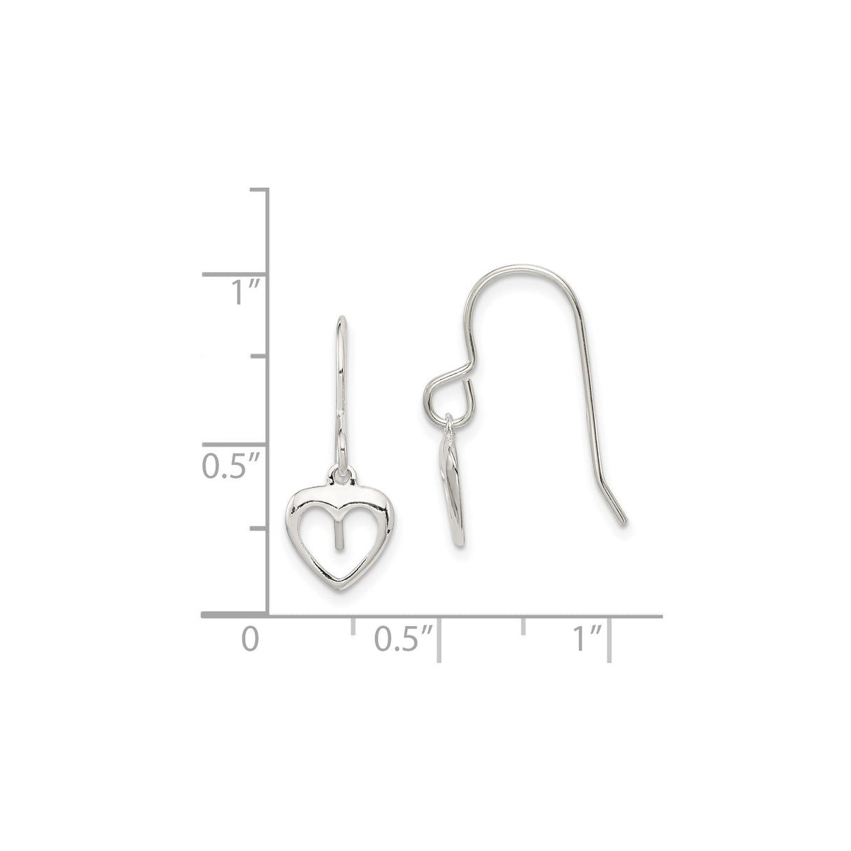Sterling Silver Dangle Earrings with Open Heart Charms, Romantic Drop Design for Women