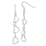 Sterling Silver Dangle Earrings with Cascading Linked Heart Design for Women