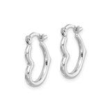 Sterling Silver Heart Shaped Hoop Earrings, Smooth Polished Finish, Modern Romantic Style for Women