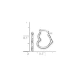 Sterling Silver Heart Shaped Hoop Earrings, Smooth Polished Finish, Modern Romantic Style for Women