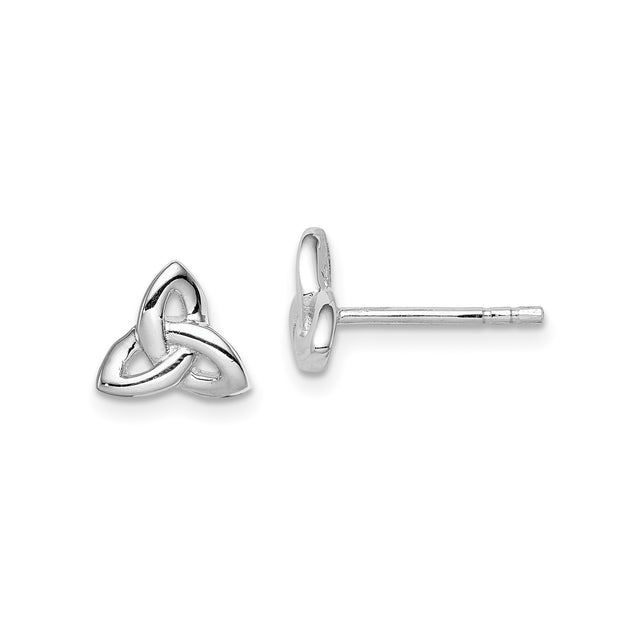 Sterling Silver Celtic Trinity Knot Stud Earrings, Irish Religious Design