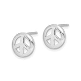 Sterling Silver Peace Sign Stud Earrings, Cutout Symbol Design, Boho Spiritual Style