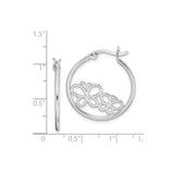 Sterling Silver Butterfly Hoop Earrings with Openwork Design, Lightweight Nature-Inspired Jewelry